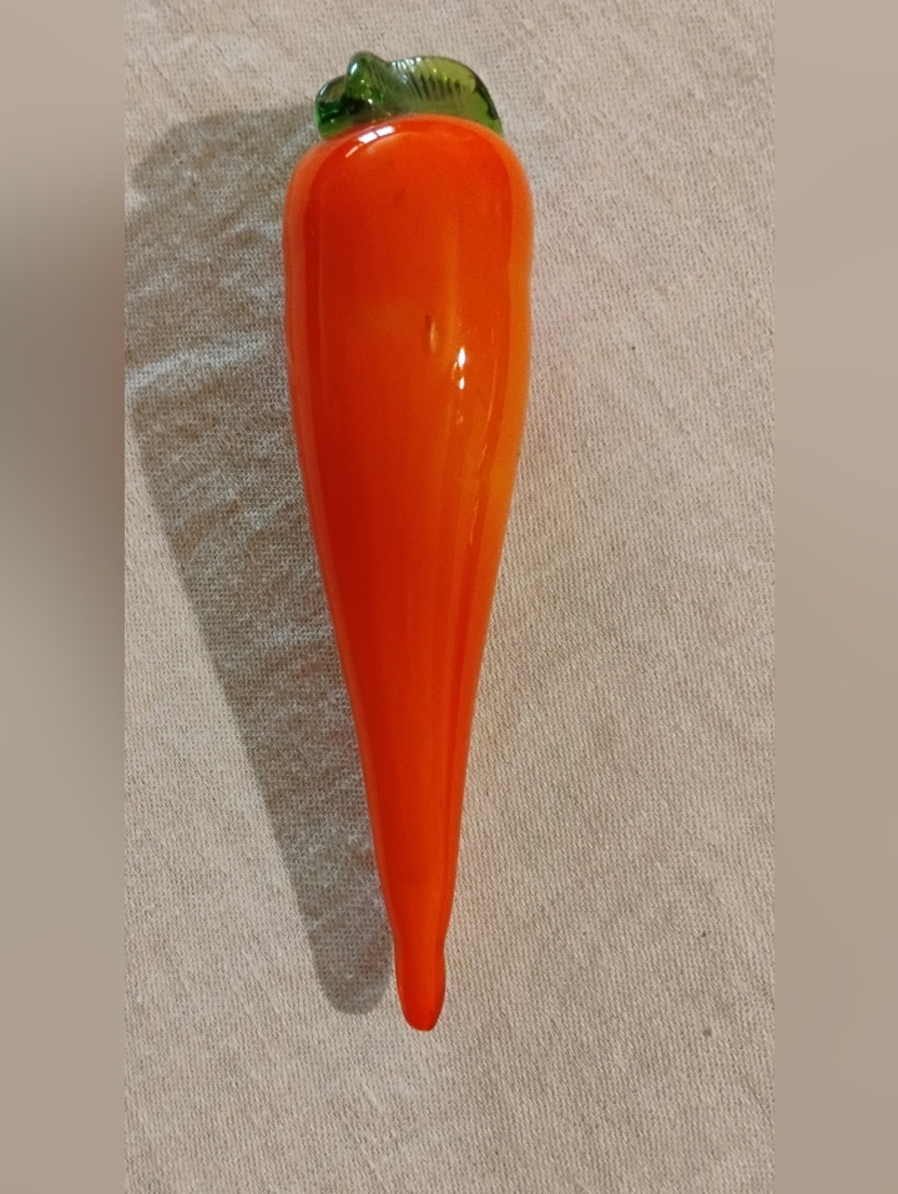 Glass Carrot With Detailed Green Top Glass Art